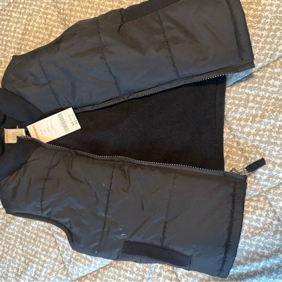 Kids Gymboree Black Puffer Vest with Striped Hoodie long Sleeve - Picture 6 of 6